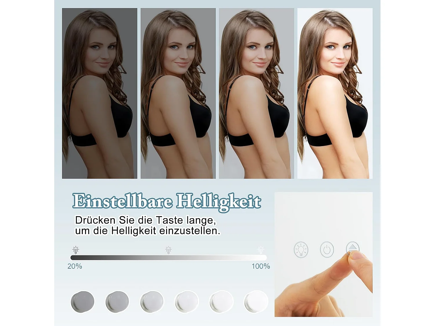 Hollywood Spiegel met 14 dimbare ledlampen,2-in-1 tafelspiegel & wandspiegel met metalen standaard,cosmeticaspiegel met smart touch-bedieningTG32123