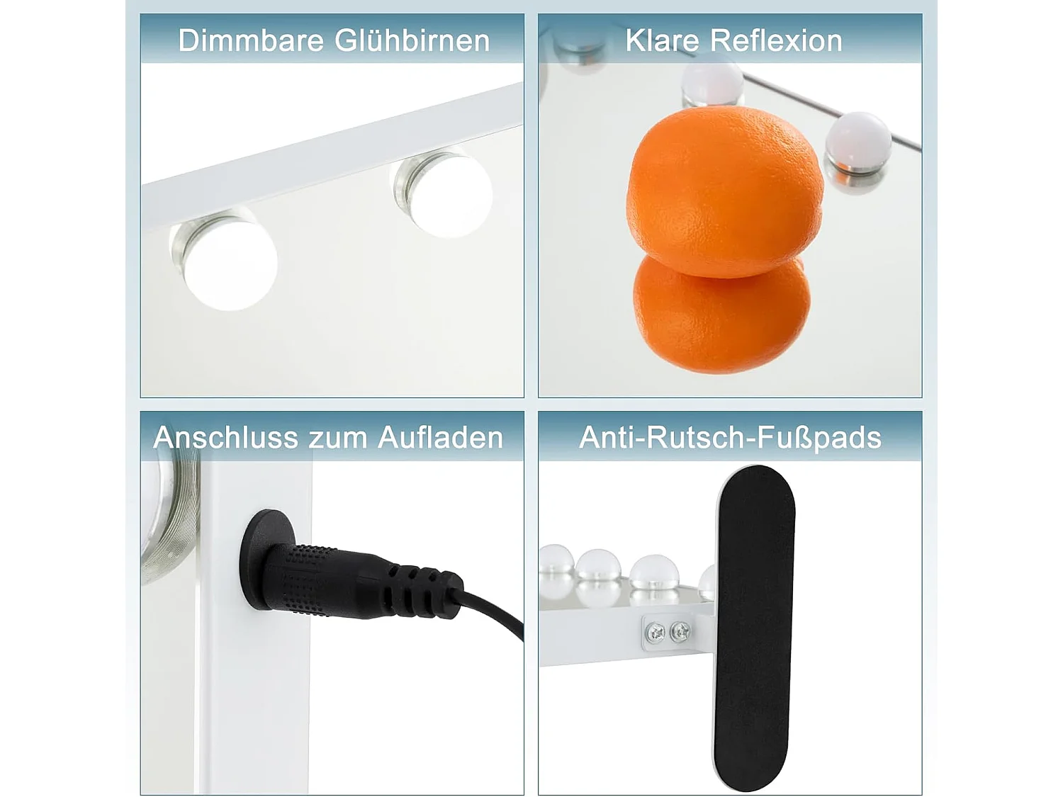 Hollywood Spiegel met 14 dimbare ledlampen,2-in-1 tafelspiegel & wandspiegel met metalen standaard,cosmeticaspiegel met smart touch-bedieningTG32123