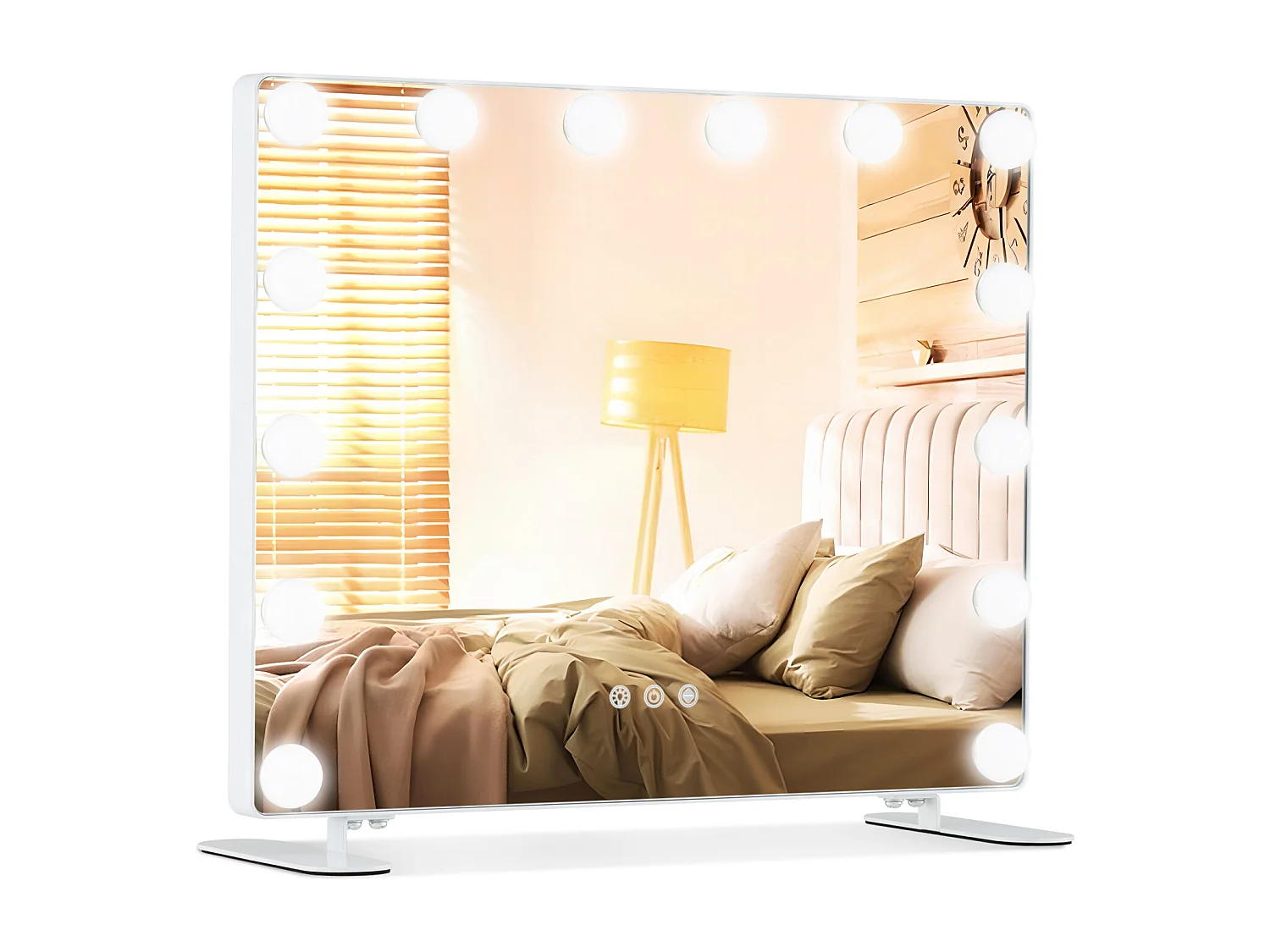 Hollywood Spiegel met 14 dimbare ledlampen,2-in-1 tafelspiegel & wandspiegel met metalen standaard,cosmeticaspiegel met smart touch-bedieningTG32123