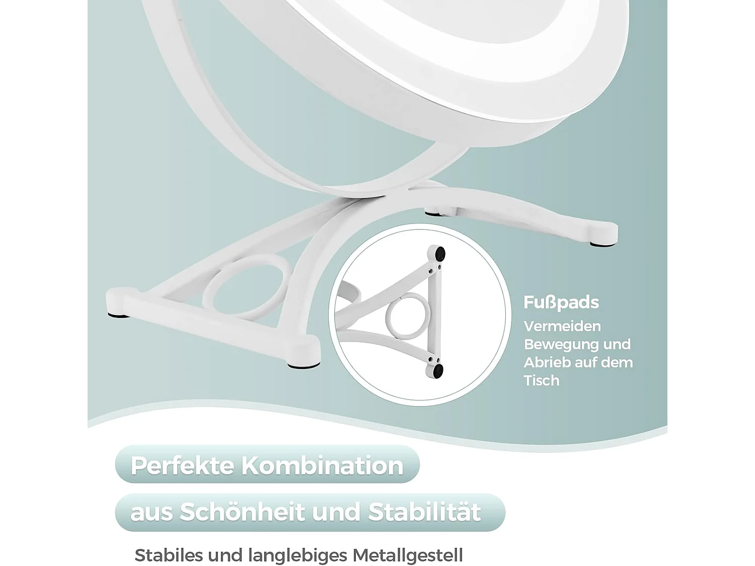 Make-upspiegel met verlichting, make-upspiegel met aanraakschakelaar en geheugenfunctie, dimbaar,tafelspiegel voor kaptafel en bureau, 32,5 x 12,5 x 35,5 cmTG32833