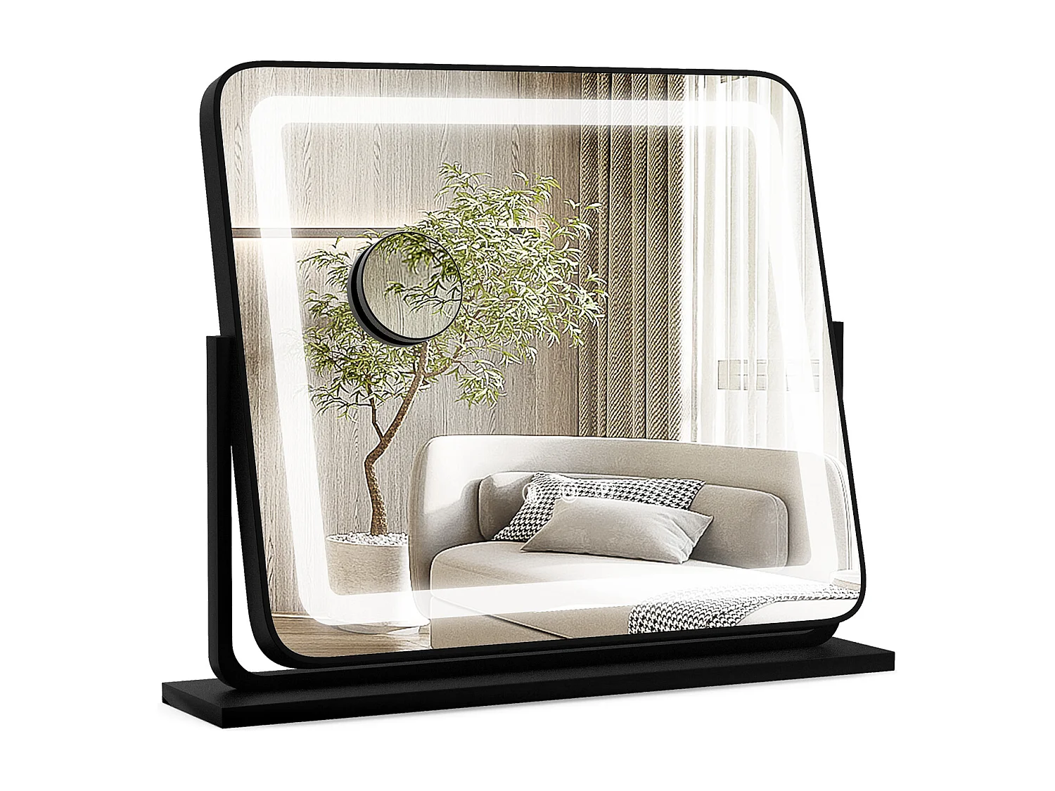 Make-upspiegel met 3 lichtkleuren Hollywood spiegel met 5 x vergroting verlichting instelbare helderheid 360 draaibare make-upspiegel touch bedieningTG32500