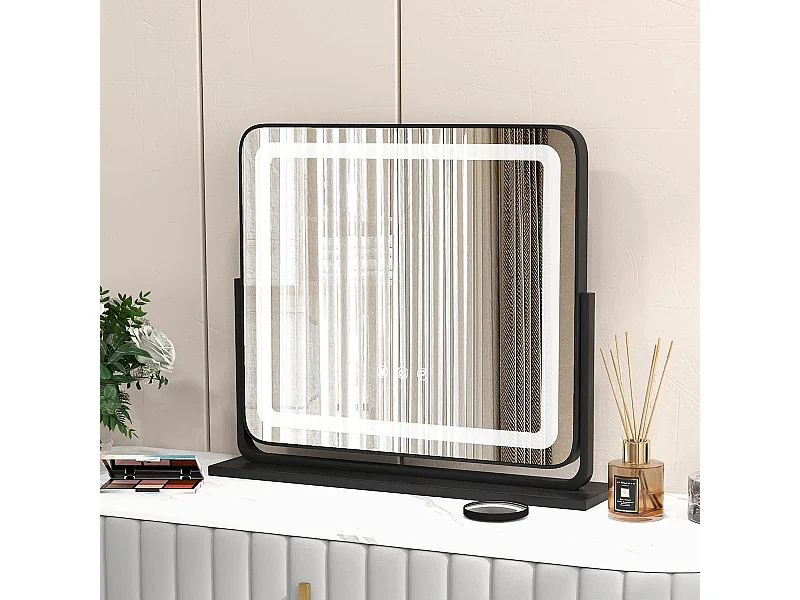 Make-upspiegel met 3 lichtkleuren Hollywood spiegel met 5 x vergroting verlichting instelbare helderheid 360 draaibare make-upspiegel touch bedieningTG32500