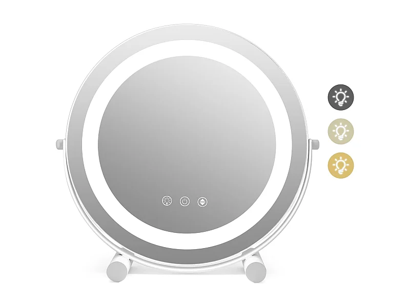 Make-upspiegel met verlichting, met aanraakschakelaar en geheugenfunctie,360 graden draaibaar, tafelspiegel voor make-uptafel en bureau, 33 x 10 x 31 cmTG32835
