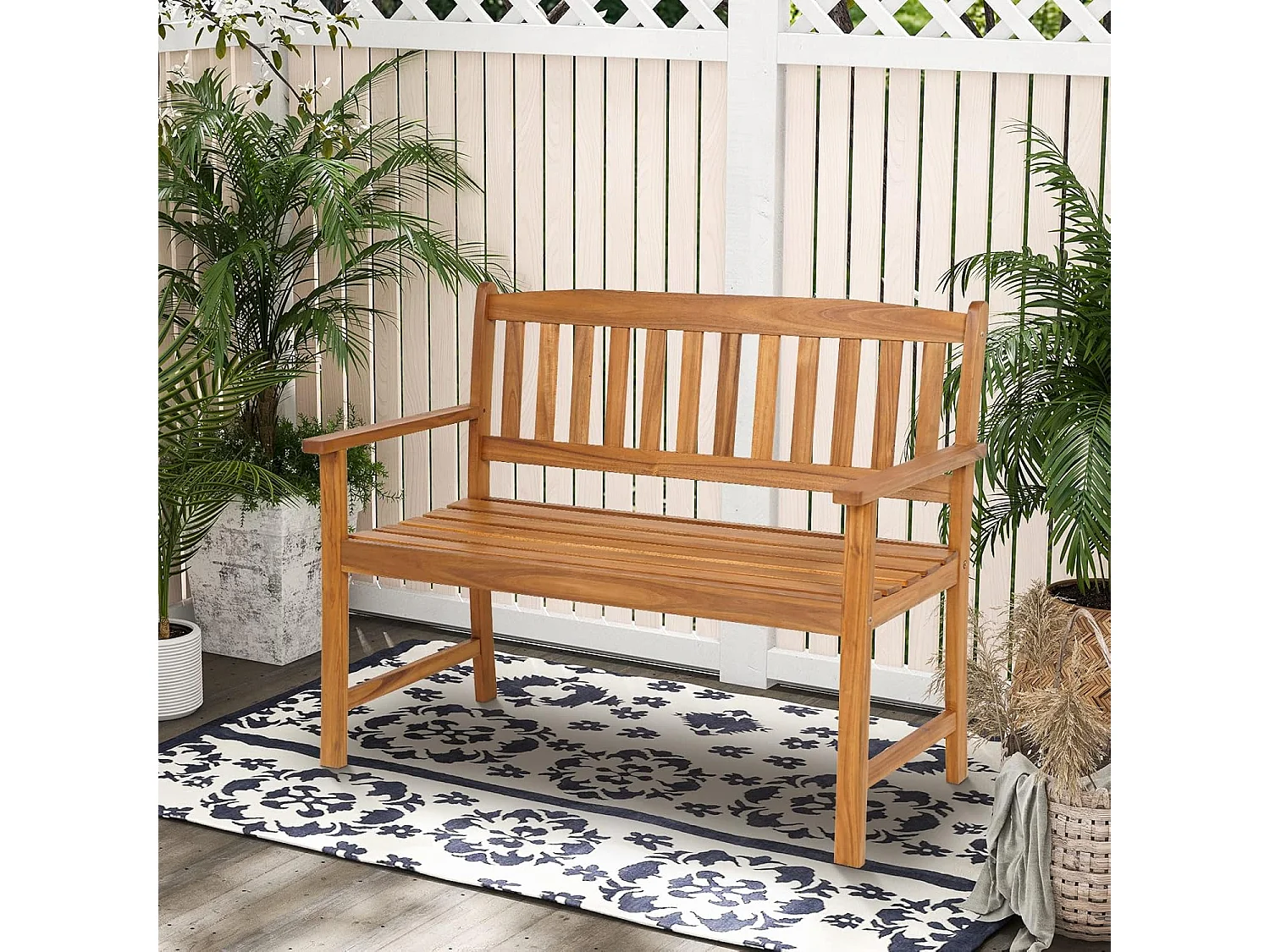 Tuinbank van acaciahout, massieve houten bank, belastbaar tot 360 kg, 2-zits, terrasbank, parkeerbank voor terras, balkon, tuin