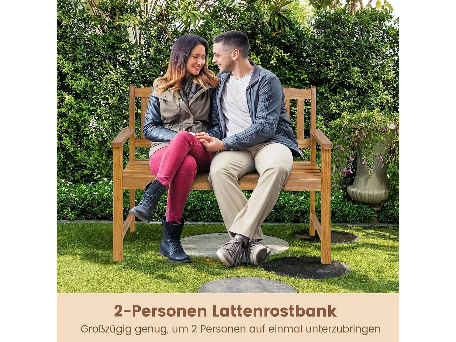 Tuinbank van acaciahout, massieve houten bank, belastbaar tot 360 kg, 2-zits, terrasbank, parkeerbank voor terras, balkon, tuin