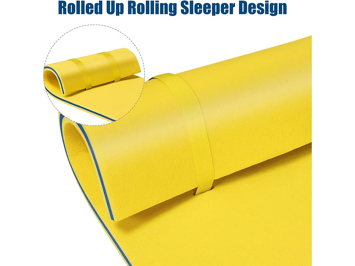 210 x 66cm Drijvende water mat,persoonlijke drijvende oase schuim mat,springerig scheurbestendig 3-laags XPE schuim,oprolbare zwembad drijvende mat(Geel)ZB34456