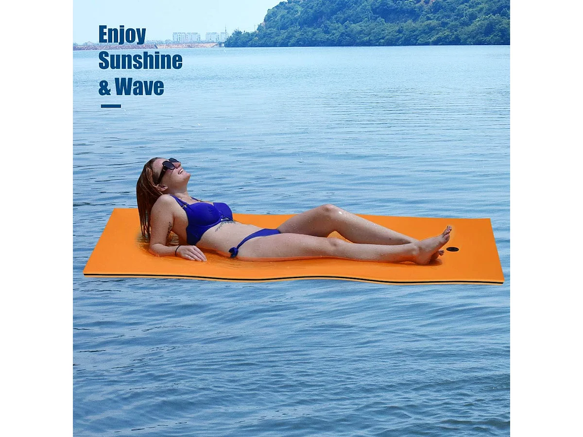 210 x 66cm Drijvende water mat, persoonlijke drijvende oase schuim mat,springerig scheurbestendig 3-laags XPE schuim,oprolbare zwembad drijvende mat(Oranje)ZB34456