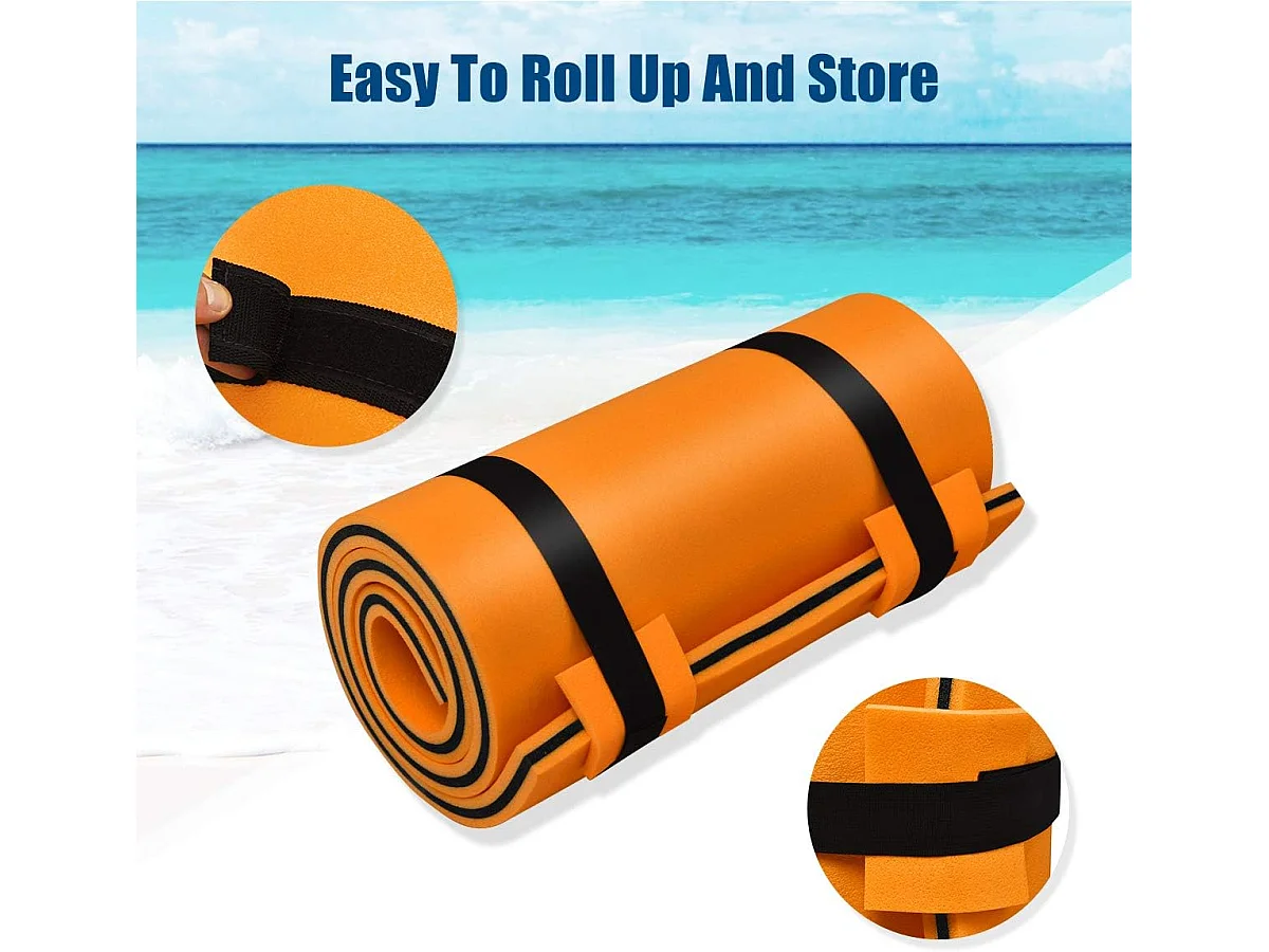 210 x 66cm Drijvende water mat, persoonlijke drijvende oase schuim mat,springerig scheurbestendig 3-laags XPE schuim,oprolbare zwembad drijvende mat(Oranje)ZB34456