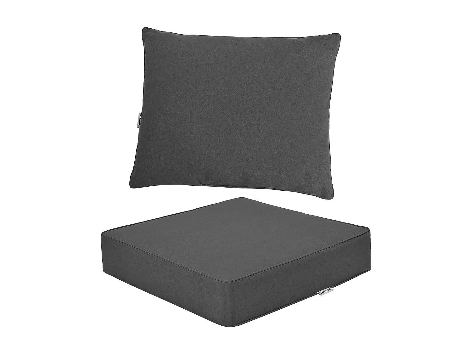Set van 2 zitkussens voor tuinstoel, zitkussen en rugkussen,stoelkussen met antislip touwriemen en afneembaar overtrek,binnen en buiten,grijs TI89457