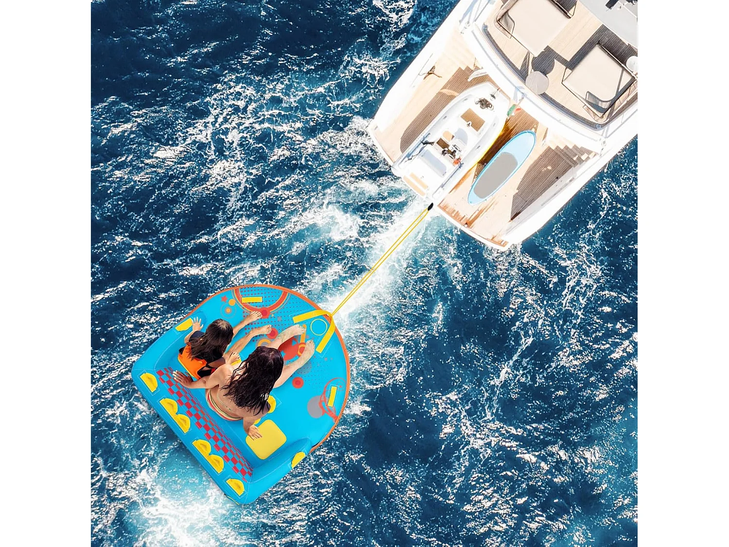 Funtube voor 3 personen, towable tube om op te zitten en te knielen, voor boot