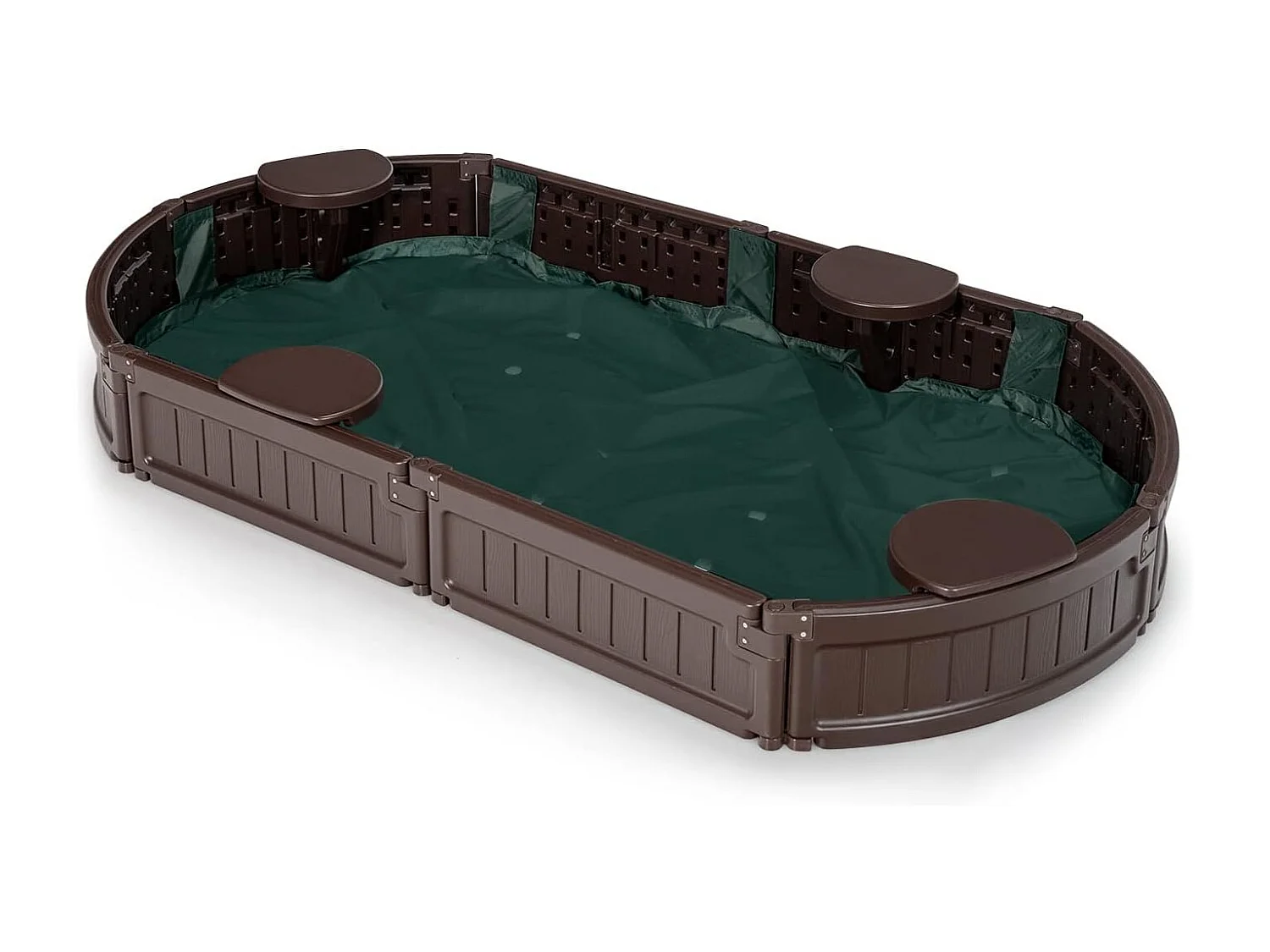 Zandbak zandbak met waterdichte afdekking en vloerbekleding, outdoor zandbak, ruimte voor 4 kinderen, 183 x 105 x 21 cmZB32463