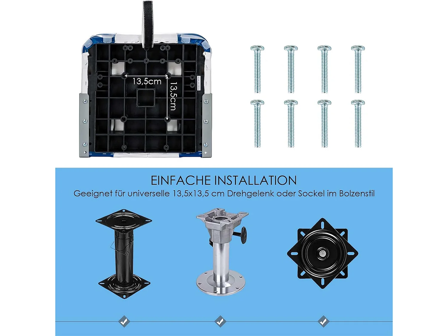 Set van 2 bootstoelen inklapbaar, bootstoel met 11 cm dikke sponsvulling, gevoerde stuurstoel, blauw-wit, 50 x 42 x 52 cmZB32669
