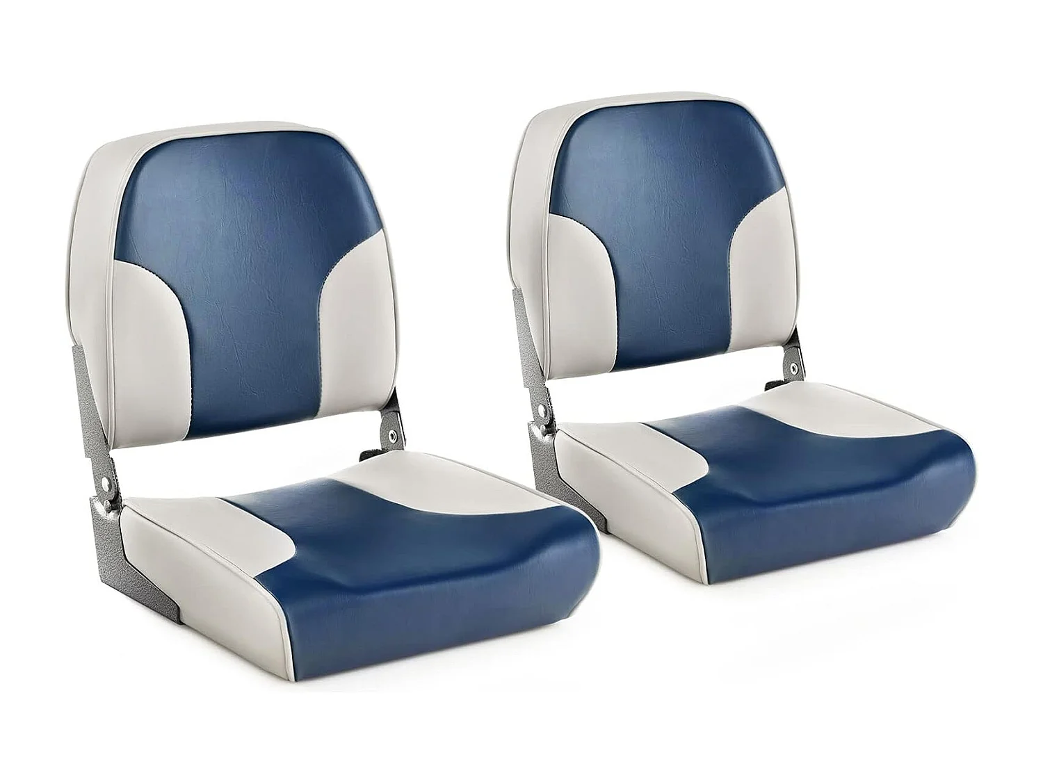 Inklapbare bootstoel, stuurstoel met 12 cm dikke schuimvulling en zachte bekleding, set van 2 stoelen, blauw-greige, 49 x 41 x 47 cmZB33274