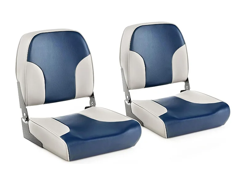 Inklapbare bootstoel, stuurstoel met 12 cm dikke schuimvulling en zachte bekleding, set van 2 stoelen, blauw-greige, 49 x 41 x 47 cmZB33274