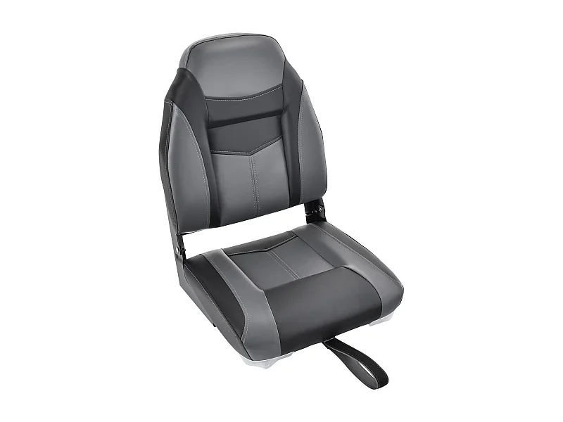 Bootstoel met hoge rugleuning, inklapbare bootstoel met 10 cm dikke sponsvulling, gevoerde stuurstoel voor boten (zwart, enkel)ZB32744
