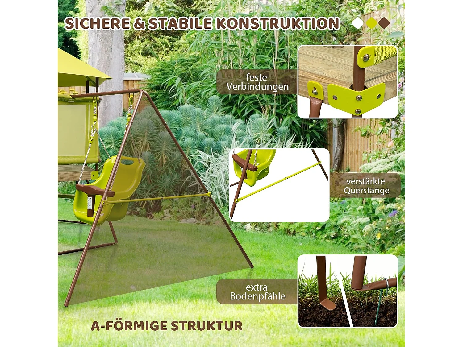Speeltoren, klimrek met schommel, glijbaan en ladder, outdoor kinderklimtoren, kinderspeelplaats voor tuinZB33861