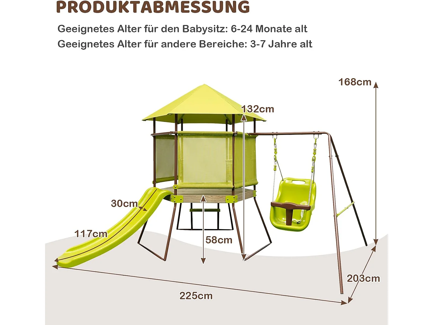 Speeltoren, klimrek met schommel, glijbaan en ladder, outdoor kinderklimtoren, kinderspeelplaats voor tuinZB33861