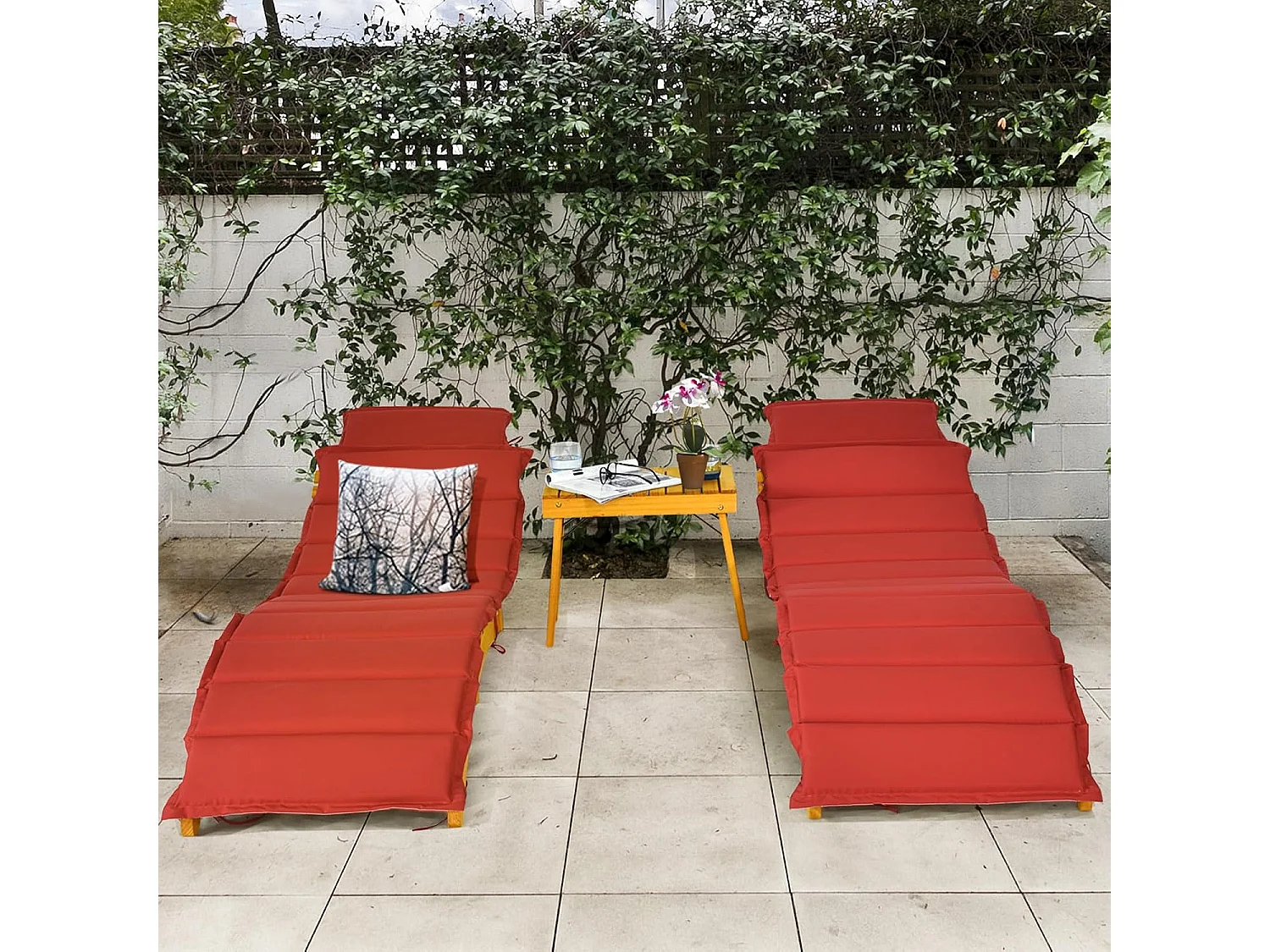 Zonneligstoel, hout, inklapbare ligstoel met kussen en inklapbare hoofdsteun, ergonomische ligstoel, terrasligstoel,houten ligstoel voor tuin, terras, achtertuin