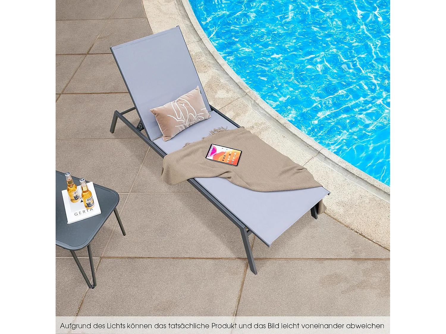 Ligstoel, tuinligstoel met verstelbare rugleuning en sneldrogende stof, belastbaar tot 150 kg, ligstoel voor tuin, terras, zwembad, 199,5 x 70 x 35 cmZB32621