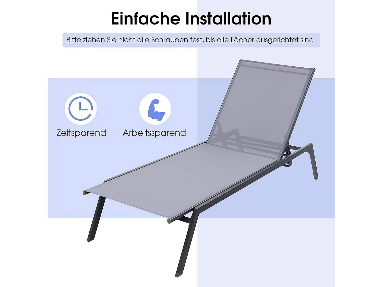 Ligstoel, tuinligstoel met verstelbare rugleuning en sneldrogende stof, belastbaar tot 150 kg, ligstoel voor tuin, terras, zwembad, 199,5 x 70 x 35 cmZB32621