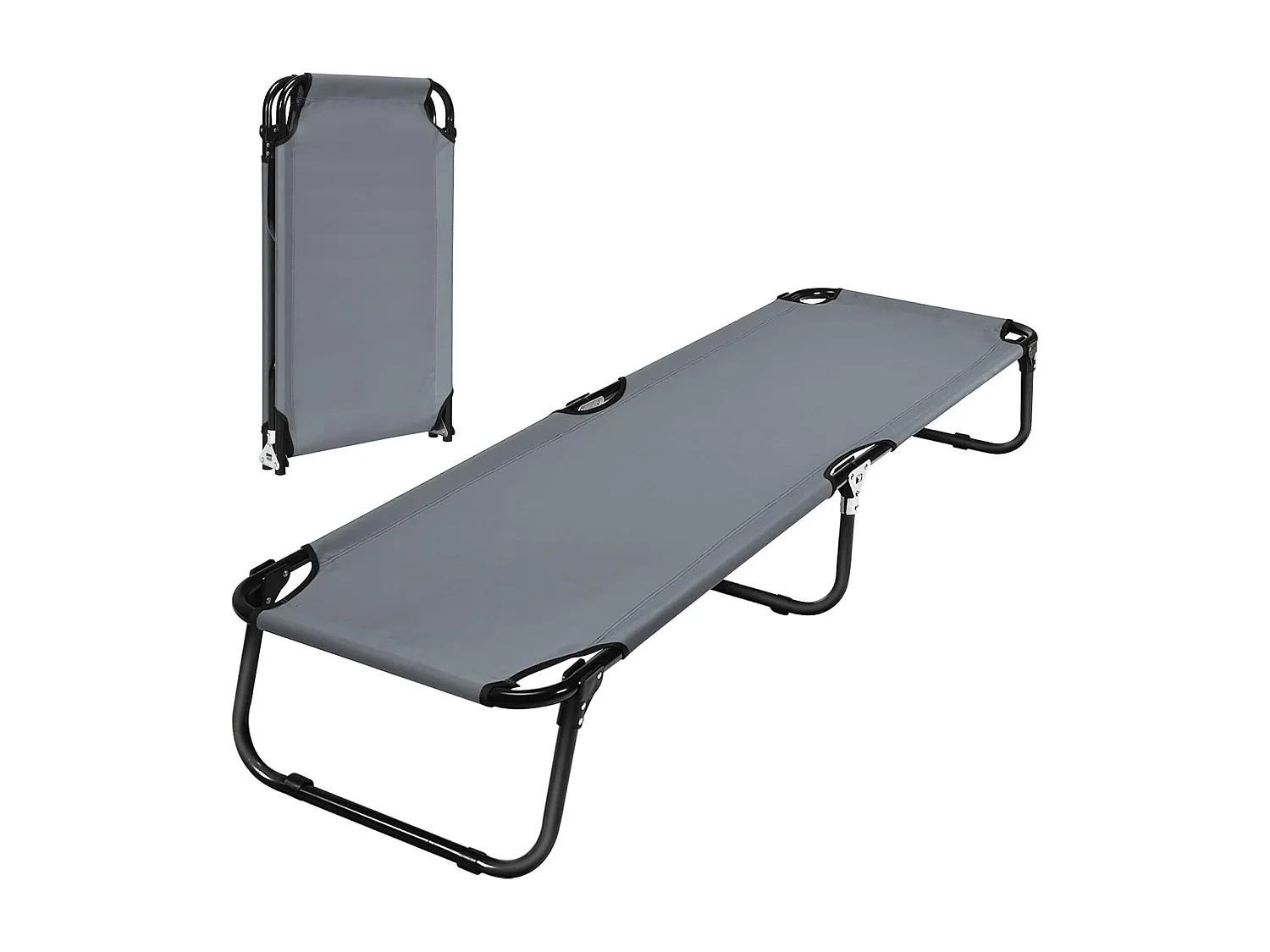 Veldbed, campingbed, belastbaar tot 150 kg, opklapbed, ligbed, campingligbed, eenpersoonsbed, 191 x 56 x 31 cm (grijs)AB92780