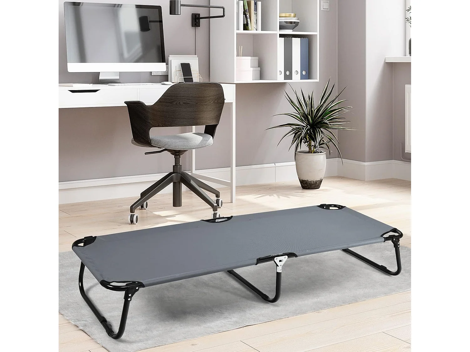 Veldbed, campingbed, belastbaar tot 150 kg, opklapbed, ligbed, campingligbed, eenpersoonsbed, 191 x 56 x 31 cm (grijs)AB92780