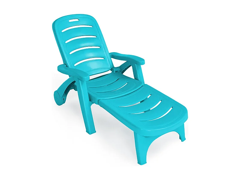 Zonneligstoel met wieltjes, ombouwbare tuinstoel, inklapbare ligstoel met 5-voudig verstelbare rugleuning, weerbestendige klapstoel voor terras, tuin ZB32031