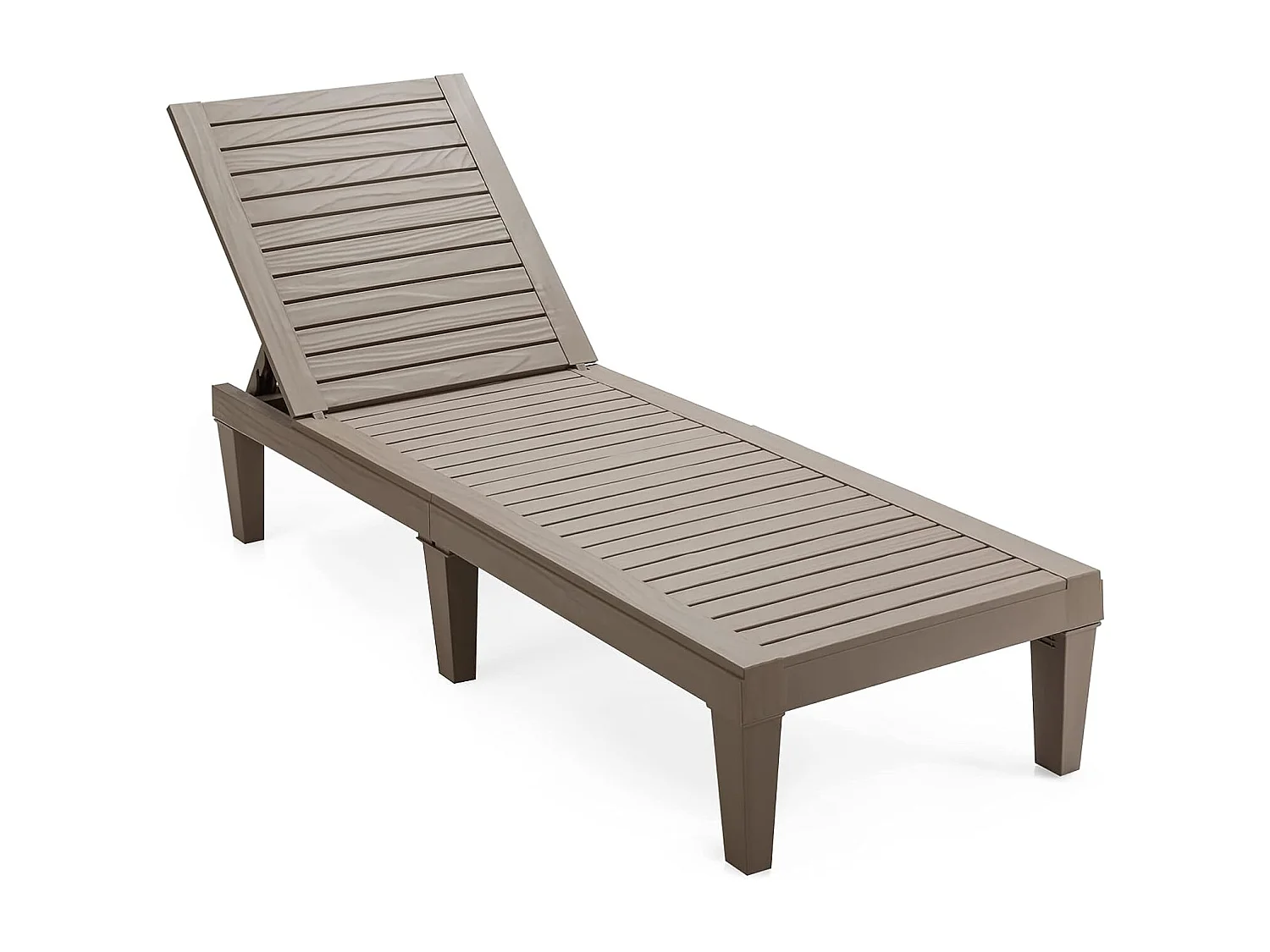 Zonneligstoel, weerbestendig, tuinligstoel met verstelbare rugleuning, balkonligstoel van kunststof, terrasligstoel in houtlook, ligstoel(bruin)AB92020