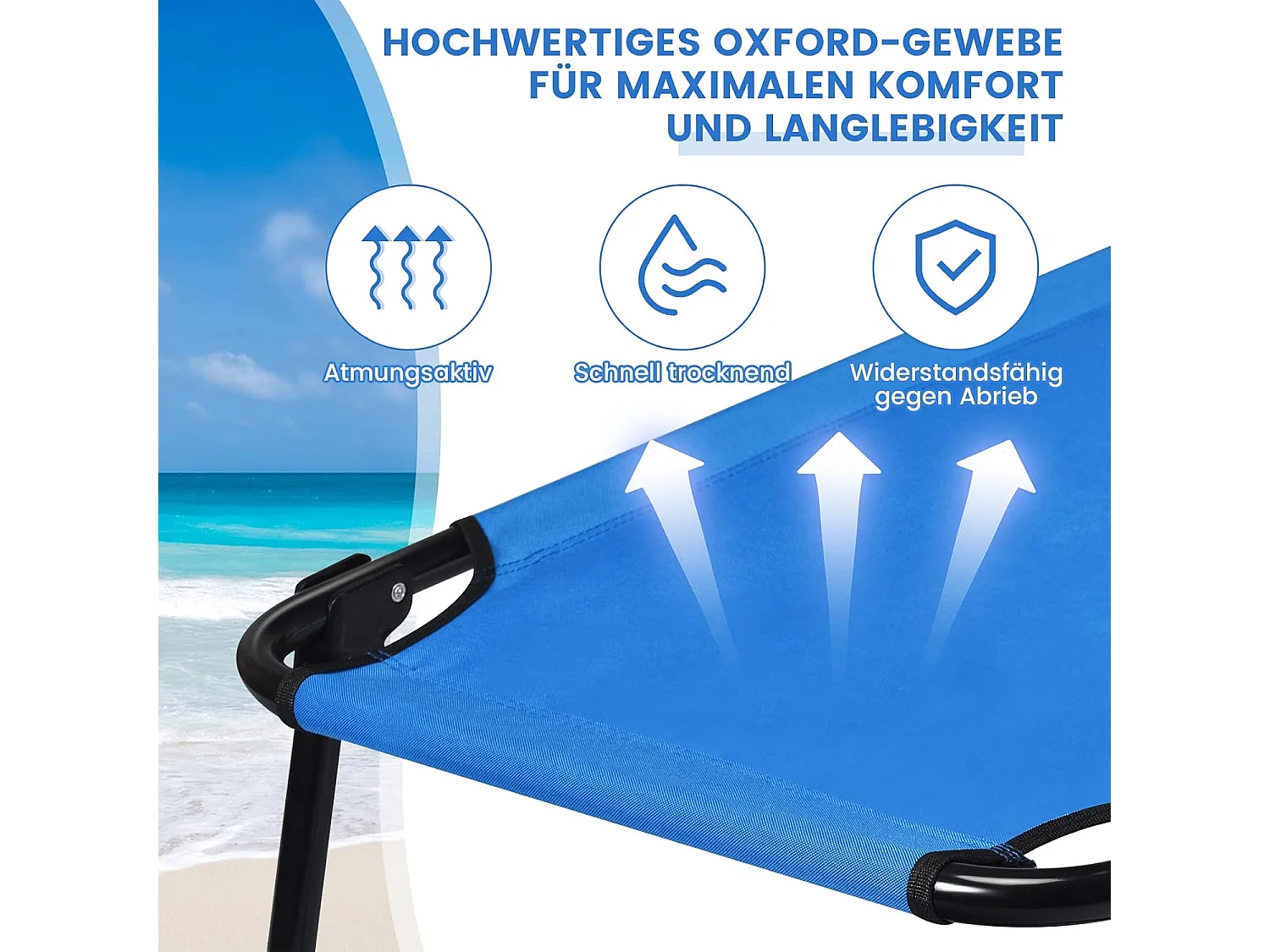 Veldbed, campingbed, opvouwbaar, ligbed, ligbed, eenpersoonsbed, voor camping, reizen, tuin, 191 x 56 x 31 cm (blauw)AB92780