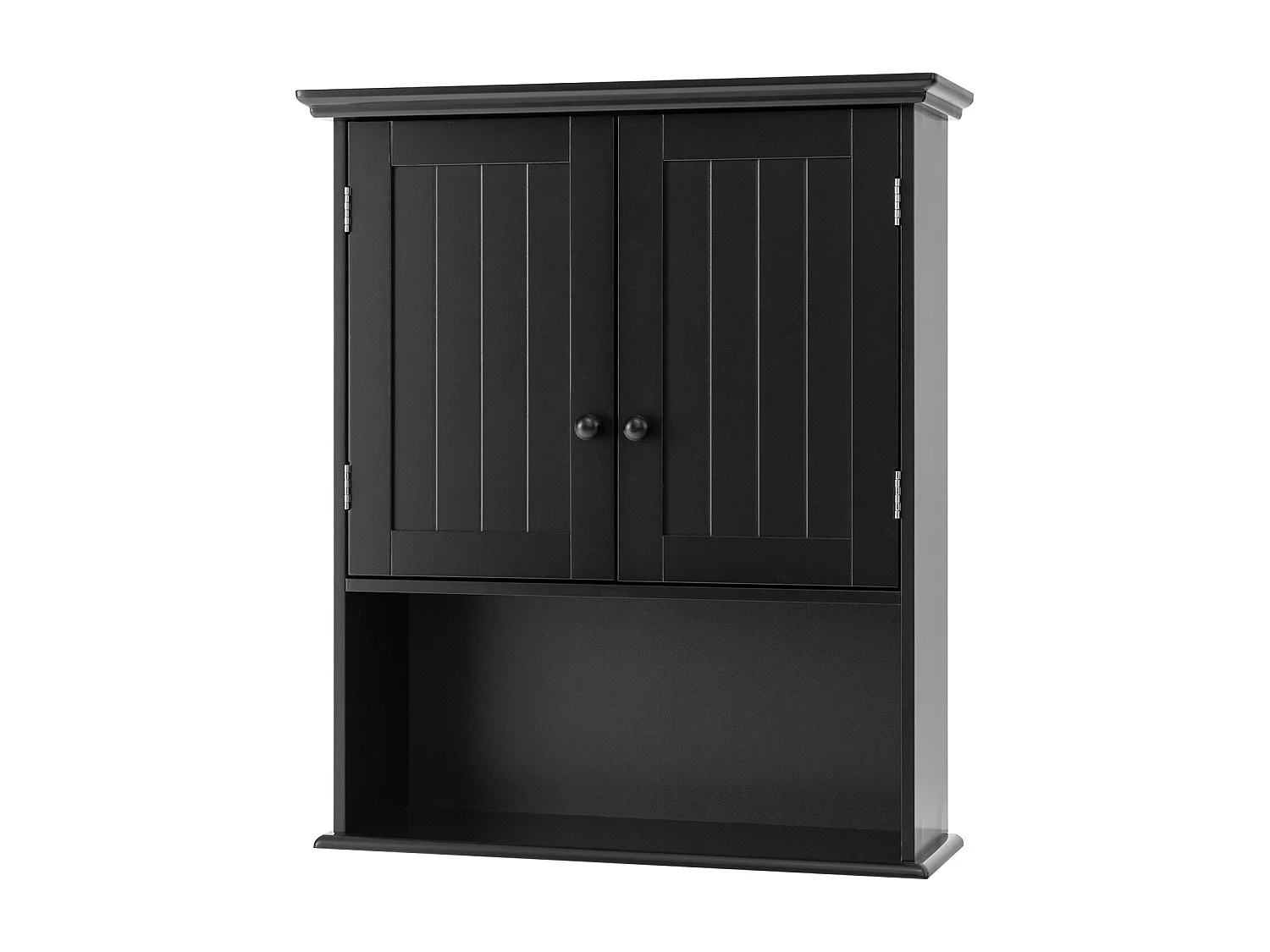 Hangkast, medicijnkast, wandkast met dubbele deur, badkamerkast, keukenkast, onderkast met verstelbare plank, kast voor badkamer, keuken, entree (zwart)TI88152