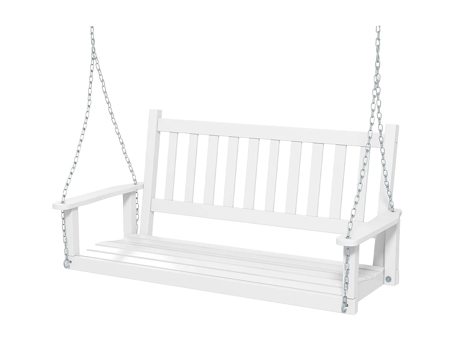 Hangbank van massief hout,2-zits tuinschommel om op te hangen,schommelbank,belastbaar tot 230 kg, outdoor schommelbank voor terras, tuin, binnenplaats, wit ZB33667