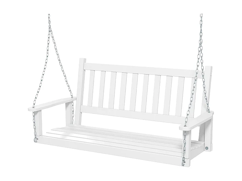 Hangbank van massief hout,2-zits tuinschommel om op te hangen,schommelbank,belastbaar tot 230 kg, outdoor schommelbank voor terras, tuin, binnenplaats, wit ZB33667