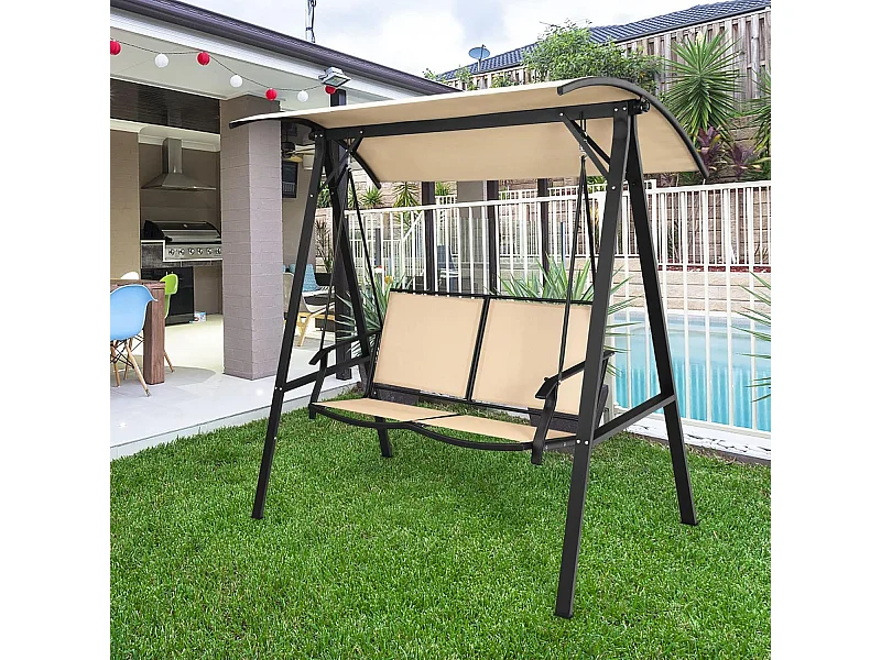 Schommelbank met verstelbaar dak, 2-zits tuinschommel, schommelbank voor tuin, terras en achtertuin ZB32427