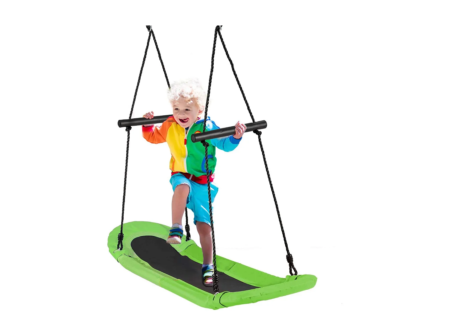 Nestschommel, ovaal, skateboardschommel met handgrepen, kinderschommel, outdoor meerkinderschommel, boomschommel,voor kinderen en volwassenen (groen) ZB33886