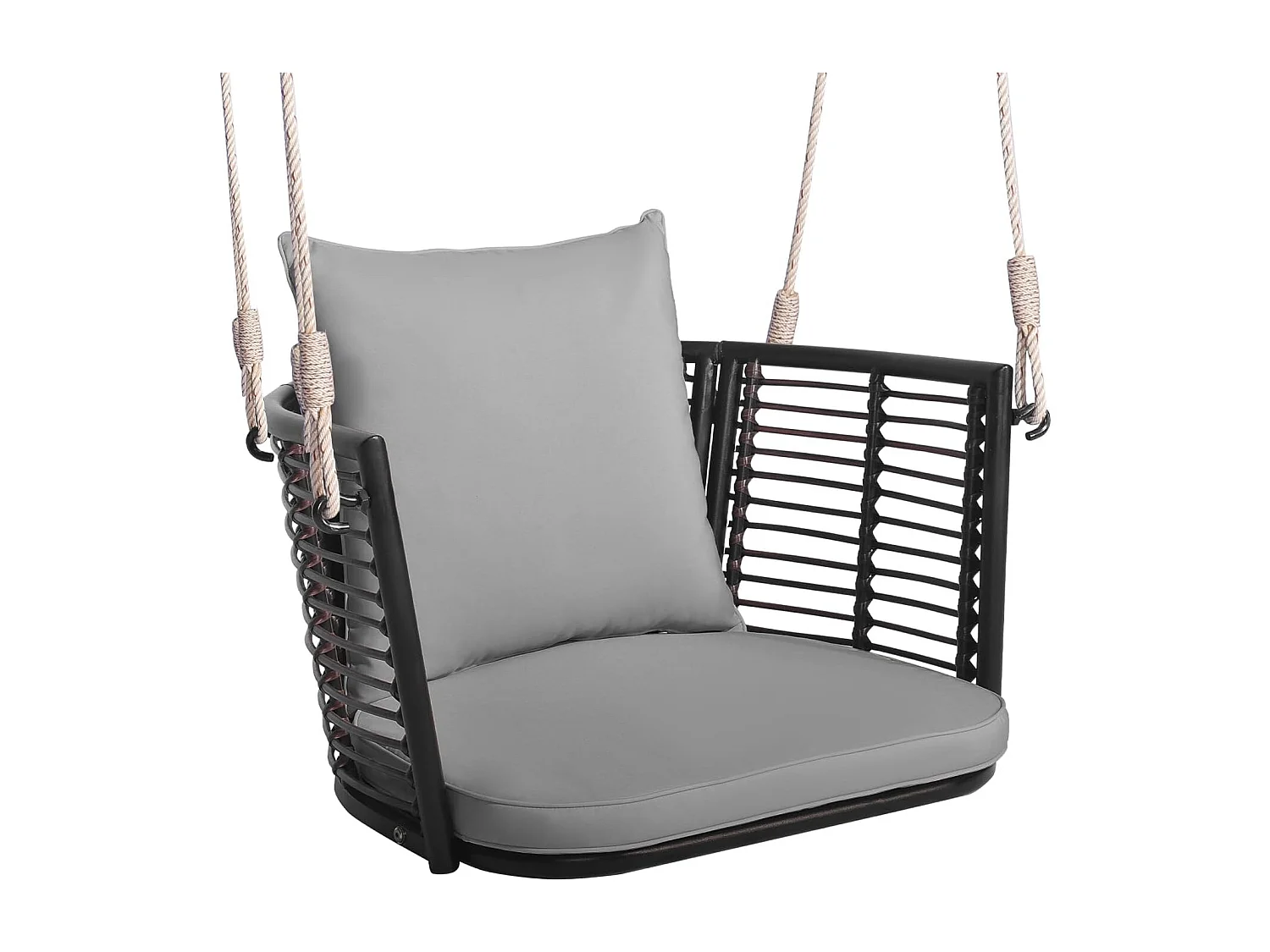 Hangstoel rotan, tot 180 kg belastbaar, hangstoel met kussens, metalen frame en hangtouwen, hangstoel,schommelstoel voor veranda, tuin, achtertuin (grijs)TI93554