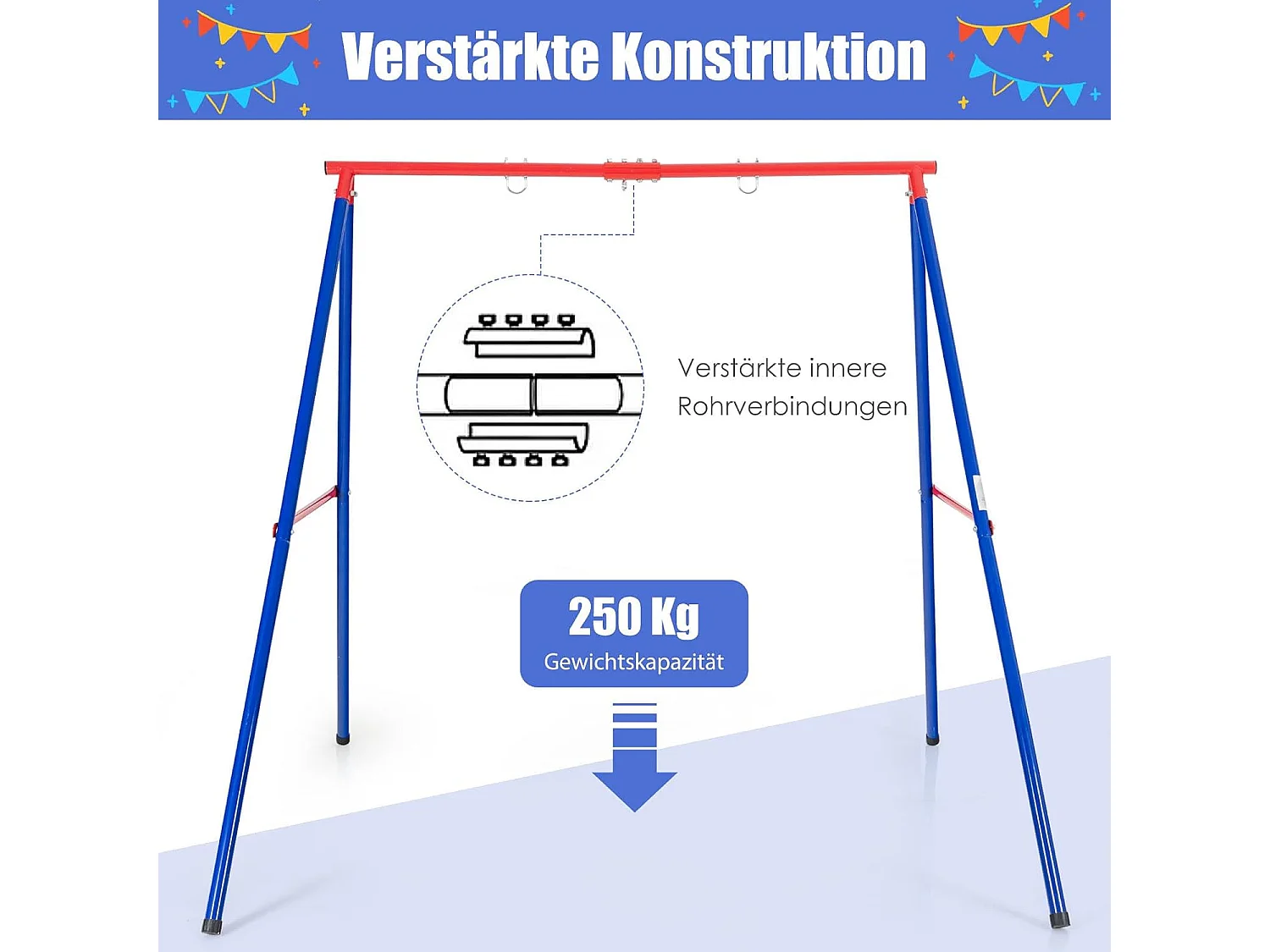 Schommelframe tot 250 kg belastbaar, schommelframe voor nestschommel, kinderschommel, schommelframe voor tuin, 194 x 184 x 180 cm ZB32776