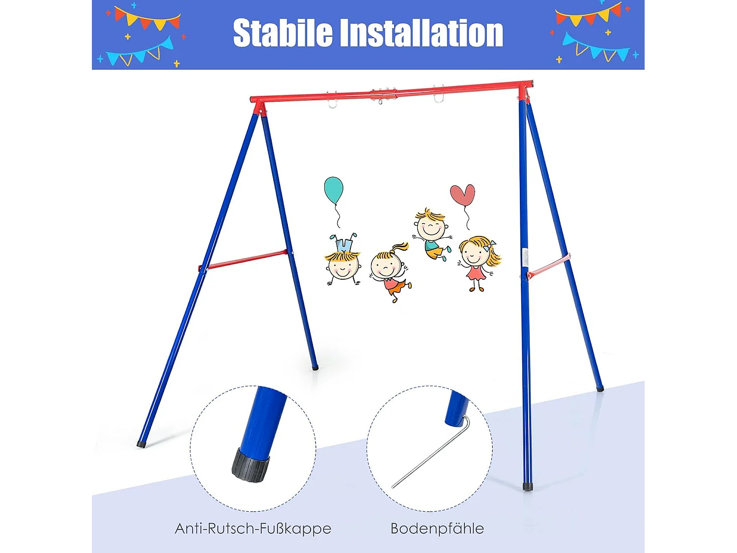 Schommelframe tot 250 kg belastbaar, schommelframe voor nestschommel, kinderschommel, schommelframe voor tuin, 194 x 184 x 180 cm ZB32776