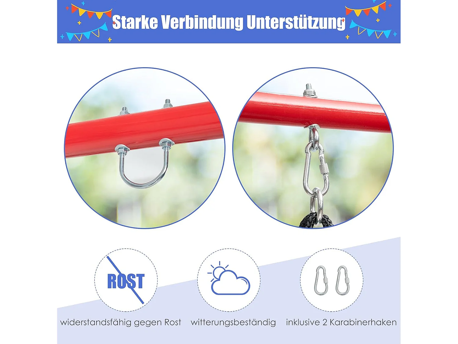 Schommelframe tot 250 kg belastbaar, schommelframe voor nestschommel, kinderschommel, schommelframe voor tuin, 194 x 184 x 180 cm ZB32776