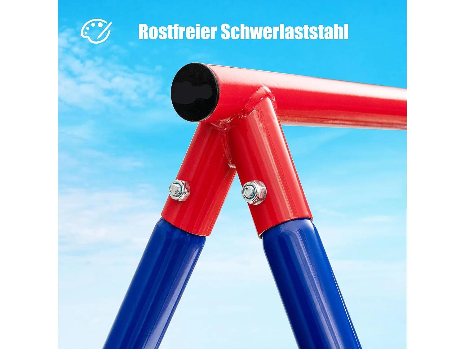 Schommelframe van metaal, belastbaar tot 250 kg, schommelframe met grondanker, voor nestschommel, kinderschommel, dubbele schommel (alleen frame) ZB32788-3