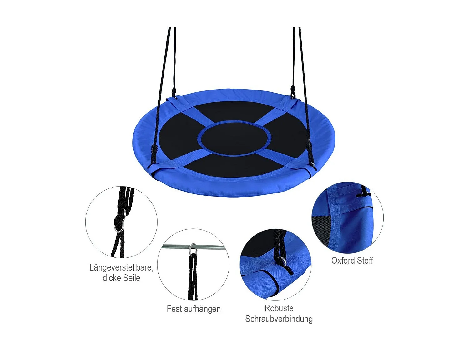 Nestschommel voor buiten, kinderschommel, boomschommel, hangschommel,ronde schommel met 100 cm diameter voor binnen en buiten, voor kinderen en volwassenen ZB33871