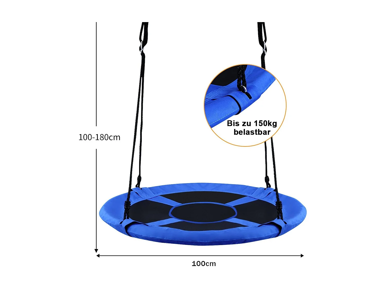 Nestschommel voor buiten, kinderschommel, boomschommel, hangschommel,ronde schommel met 100 cm diameter voor binnen en buiten, voor kinderen en volwassenen ZB33871
