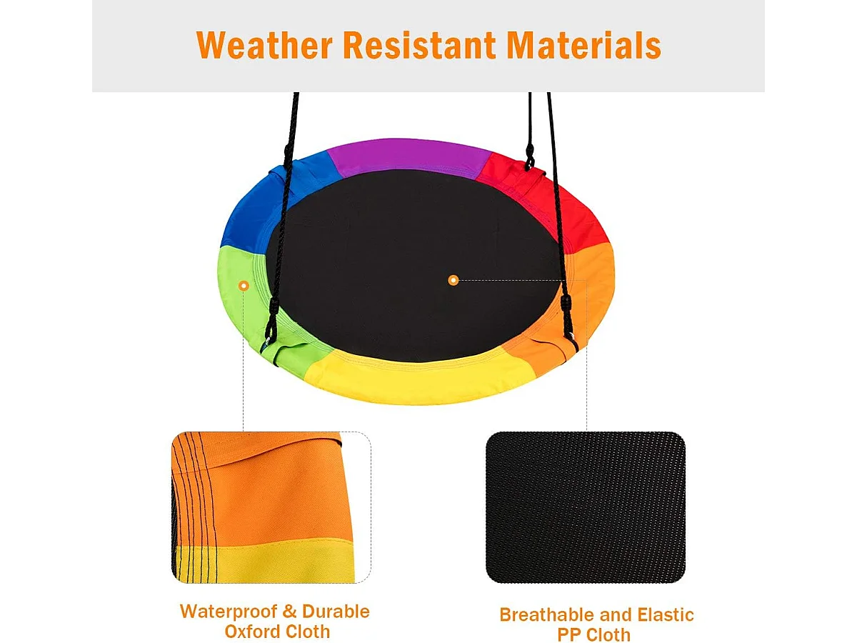 φ100cm Vliegende nestschommel, 150KG gewichtscapaciteit, ronde schommeling met staal frame & regelbare touw, binnen/buiten schommeling,speelplaatsZB33871