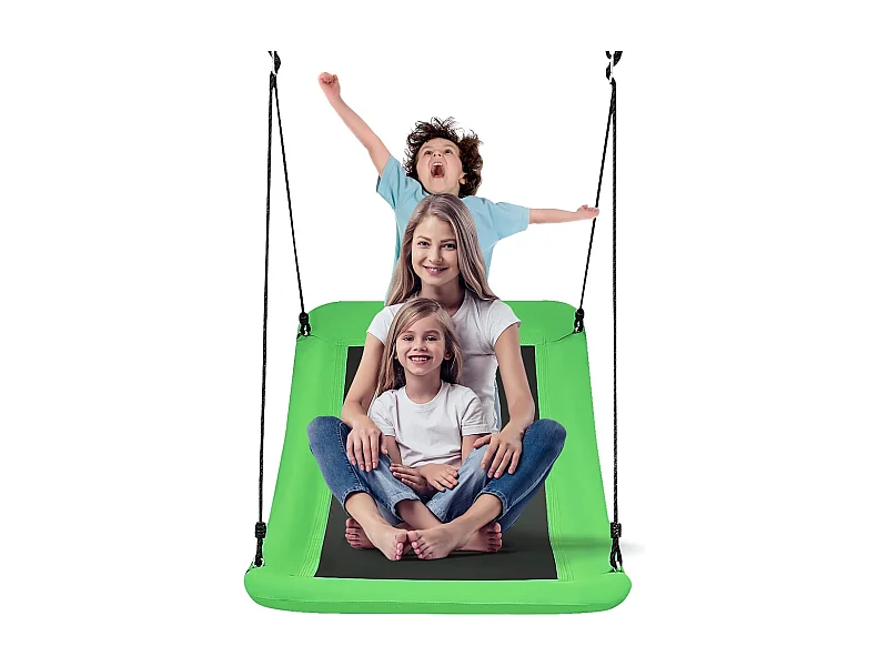 Nestschommel, gekromd tot 150 kg belastbaar, 120-180 cm verstelbaar touw, hangschommel, boomschommel, meerkindschommel,voor kinderen en volwassenen (groen) ZB33884