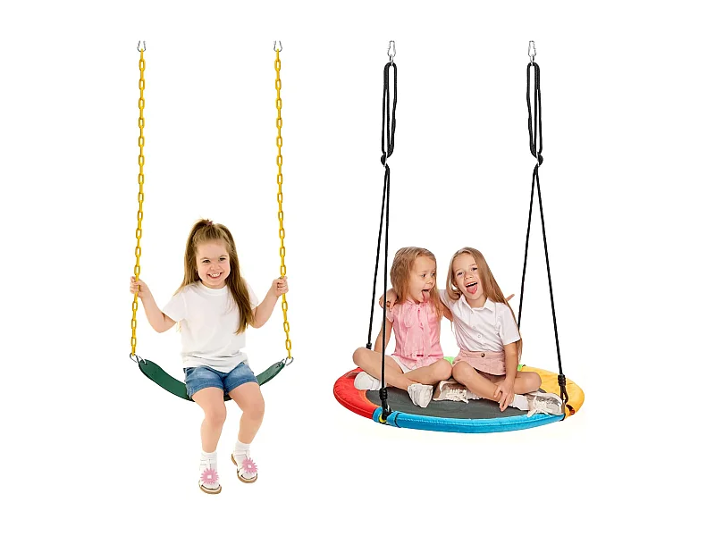 Dubbele schommel met frame, outdoor schommel voor kinderen, schommelframe met kinderschommel, schommelframe tot 250 kg belastbaar (2 schommels met frame) ZB32747