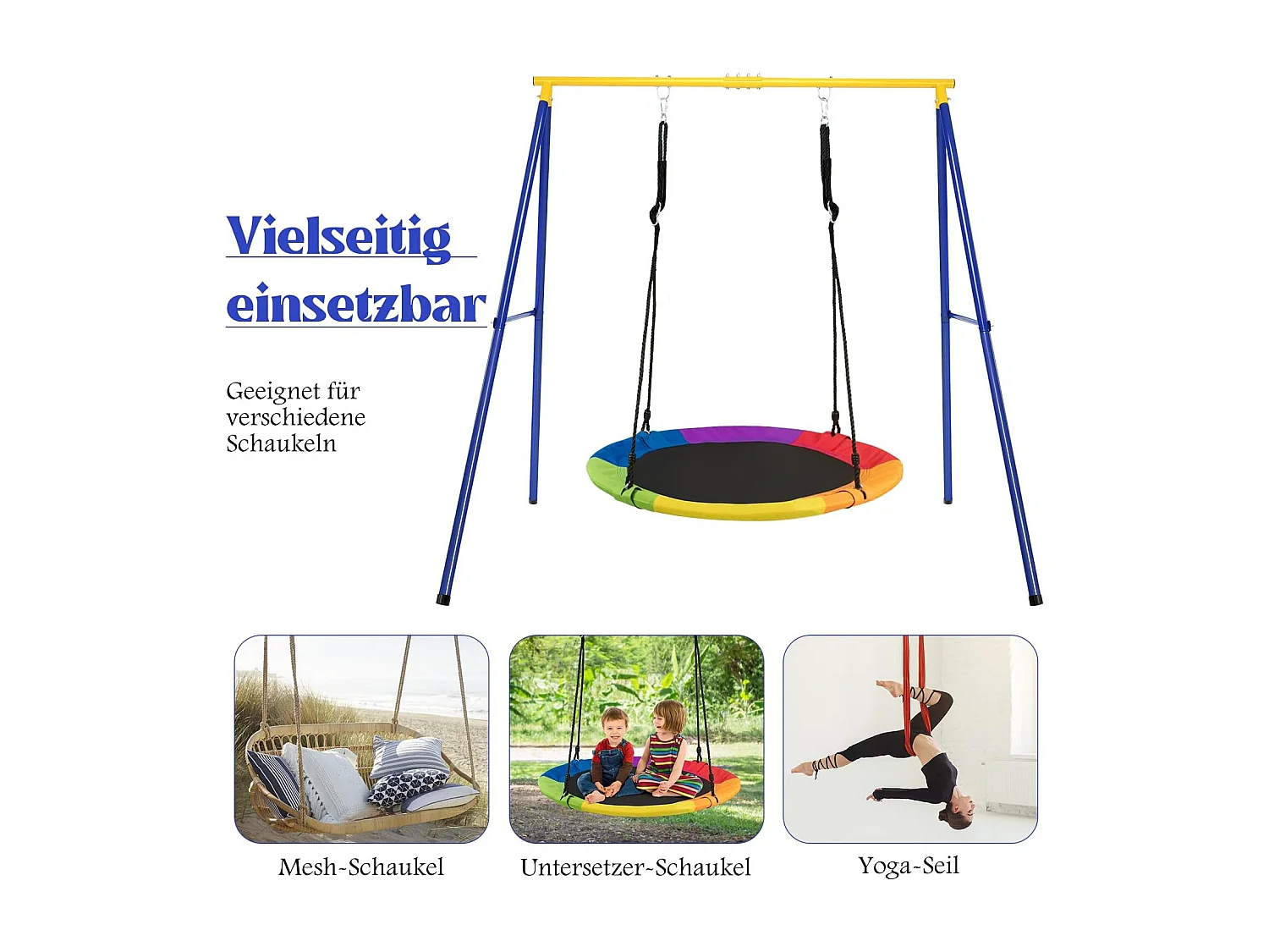 Schommelframe tot 200 kg belastbaar, schommelframe voor nestschommel, kinderschommel, schommelframe voor tuin, 194 x 184 x 180 cm ZB32776