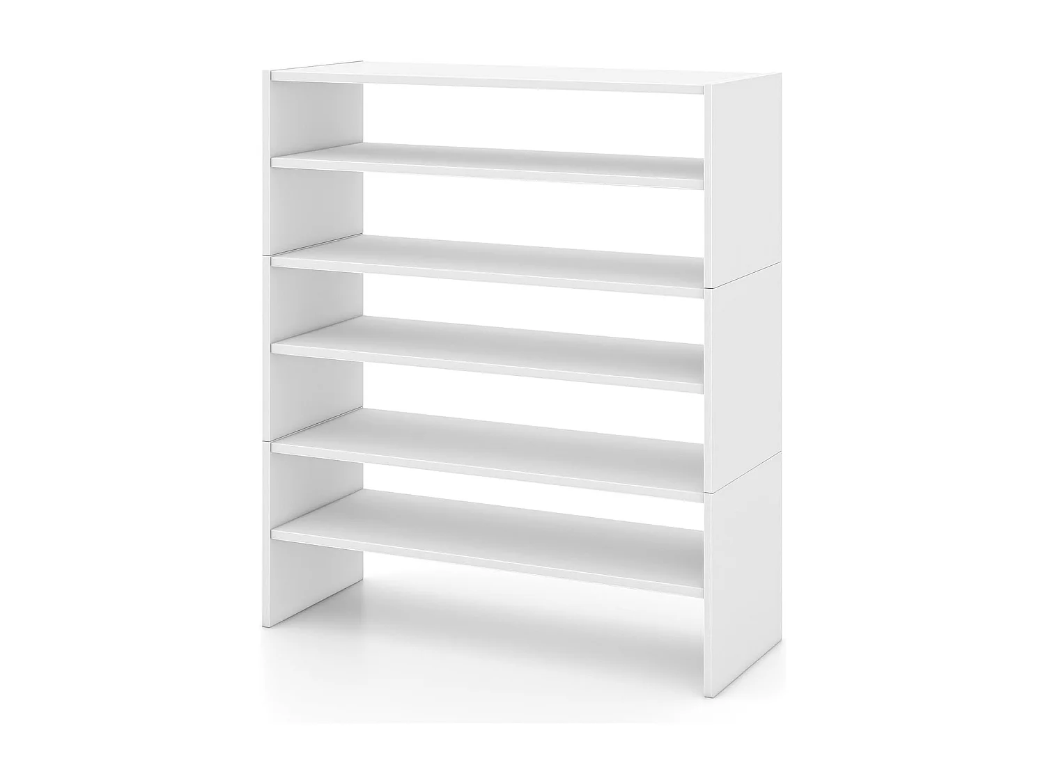 5-traps stapelbaar schoenenrek, open schoenenkast, 78 x 30 x 90 cm, schoenenrek van hout, voor entree, hal, vrij te combineren, witVH33131