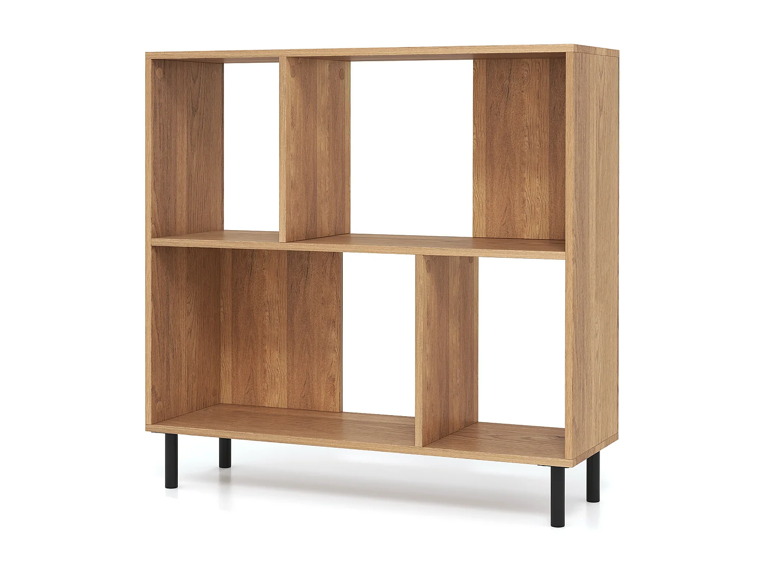 Boekenkast met 4 vakken, staand rek met 2 niveaus, kubusrek, kantoorplank, opbergrek voor woonkamer, slaapkamer, werkkamer, kantoor, 90 x 30 x 90 cm (natuur)