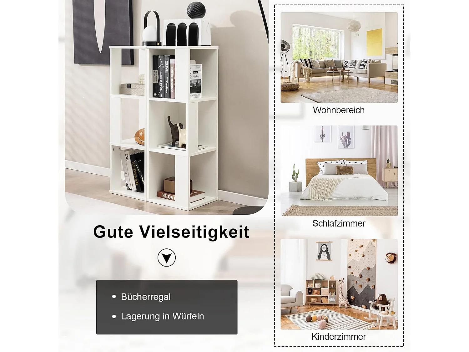 Set van 2 houten boekenkasten, staand rek met 3 niveaus, kantoorplank, opbergplank, archiefkast met kantelbeveiliging, 33 x 33 x 100,5 cm (wit)VH32811