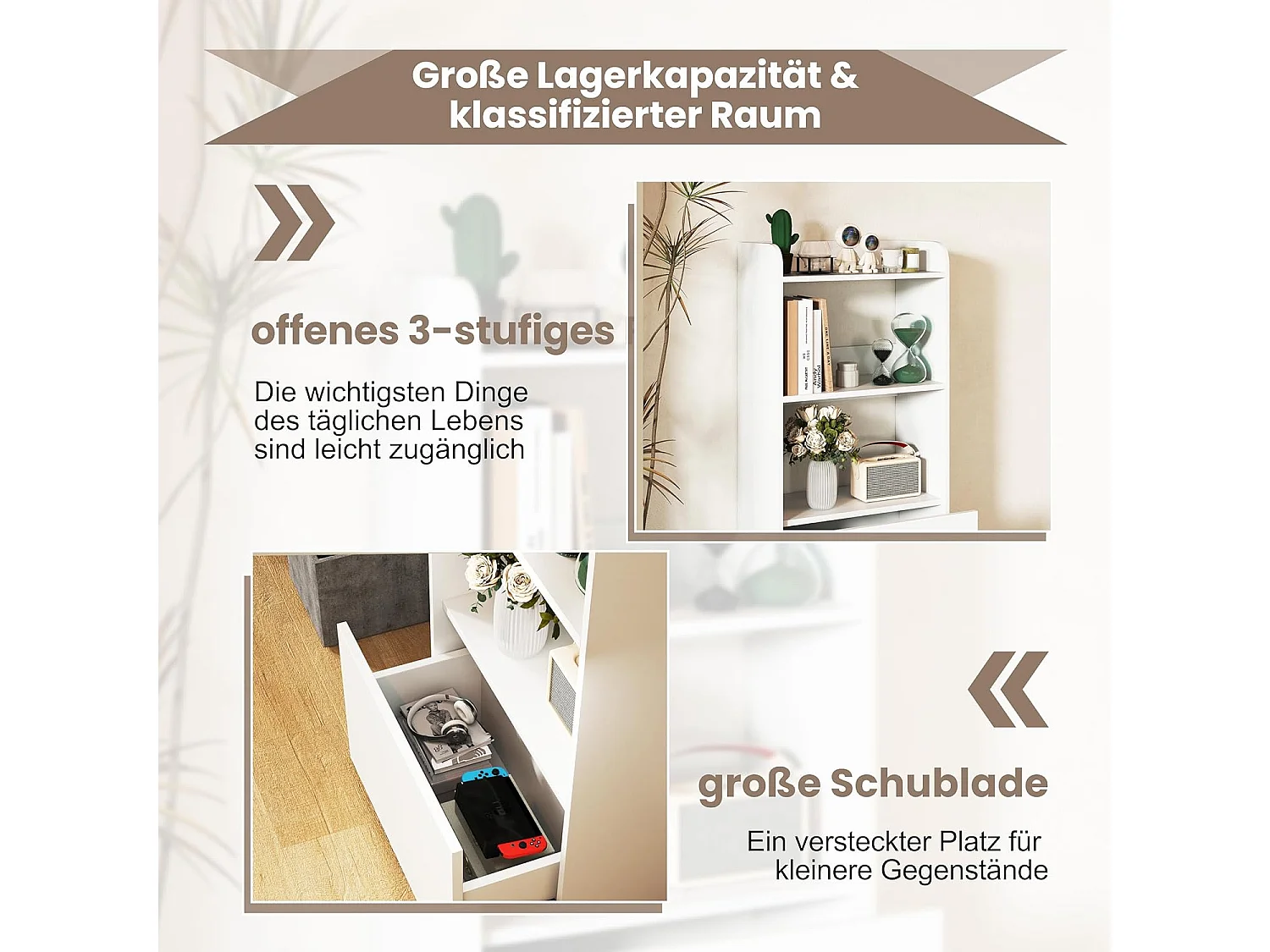 Boekenkast met lade, staand rek met 2 vakken, kantoorrek van hout, kubusrek, opbergrek voor woonkamer, slaapkamer, 55 x 29 x 105 cm (wit)VH33847