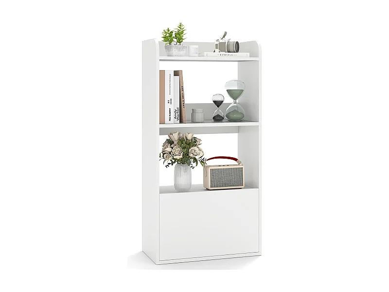 Boekenkast met lade, staand rek met 2 vakken, kantoorrek van hout, kubusrek, opbergrek voor woonkamer, slaapkamer, 55 x 29 x 105 cm (wit)VH33847